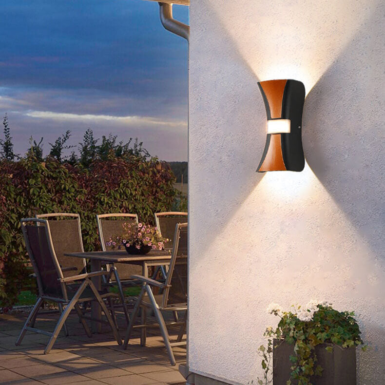 Outdoor Modern Rolled Edges Column LED Waterproof Wall Sconce Lamp