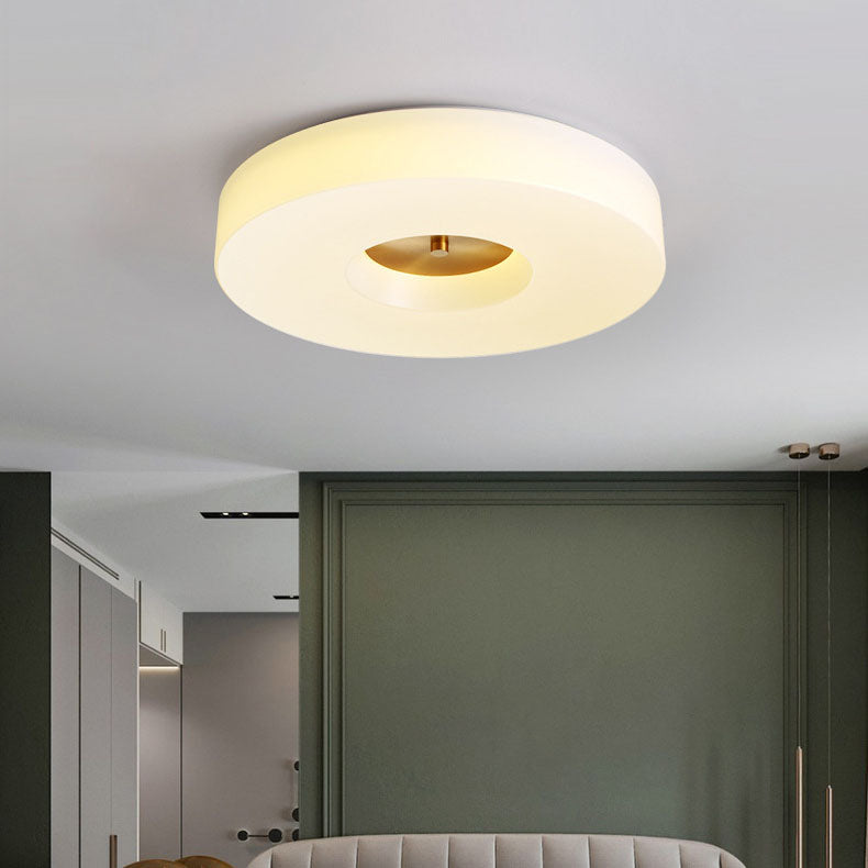 Modern Minimalist Copper Cylinder Acrylic LED Flush Mount Ceiling Light For Bedroom