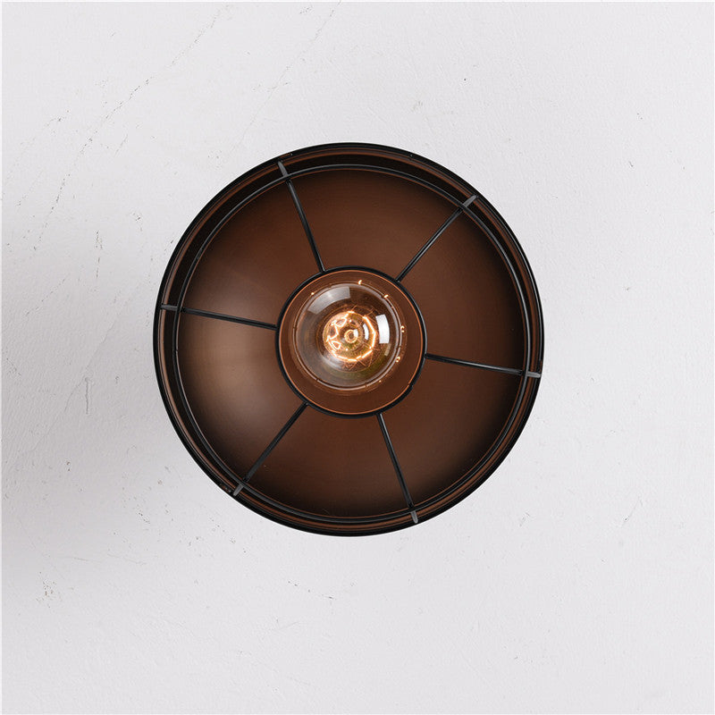 Contemporary Industrial Semicircle Iron 1-Light Semi-Flush Mount Ceiling Light For Living Room