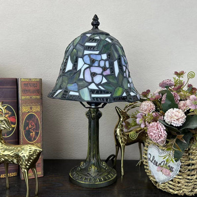 Traditional Tiffany Dome Iron Glass 1-Light Table Lamp For Study