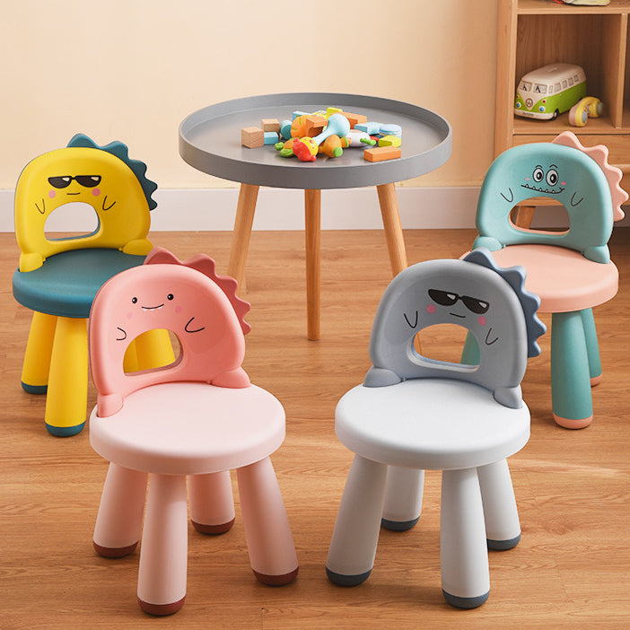 Contemporary Creative Childlike Dinosaur Plastic Round Footstool Backrest For Living Room