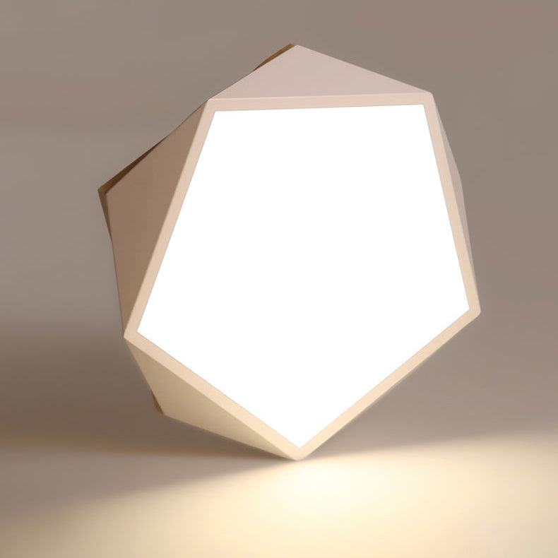 Contemporary Scandinavian Iron Acrylic Polygon LED Flush Mount Ceiling Light For Bedroom