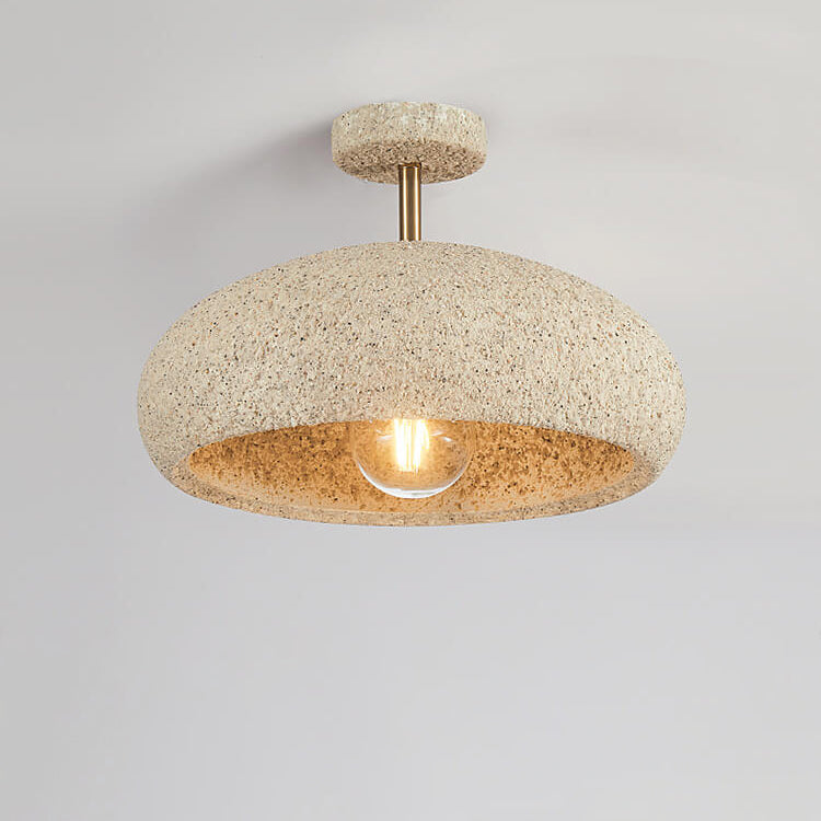 Modern Minimalist Oval Gypsum Iron 1-Light Semi-Flush Mount Ceiling Light