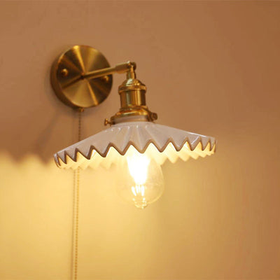 Contemporary Nordic Simplicity Brass Round 1-Light Vanity Light Wall Sconce Lamp For Bedroom