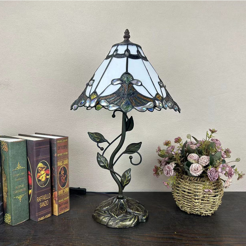 Traditional Tiffany Dome Iron Glass 1-Light Table Lamp For Living Room