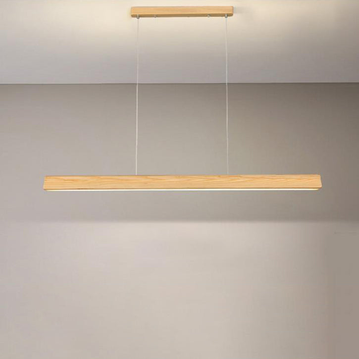 Modern Minimalist Wood Straight Line Design Silicone LED Island Light Pendant Light For Living Room