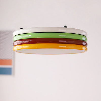 Contemporary Scandinavian Macron Iron Disc Splicing LED Flush Mount Ceiling Light For Bedroom