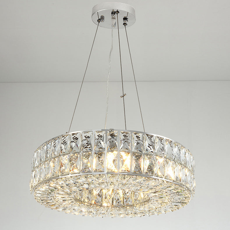 Modern Eclectic Ring Iron Crystal 9/12/16 Light Chandelier For Living Room