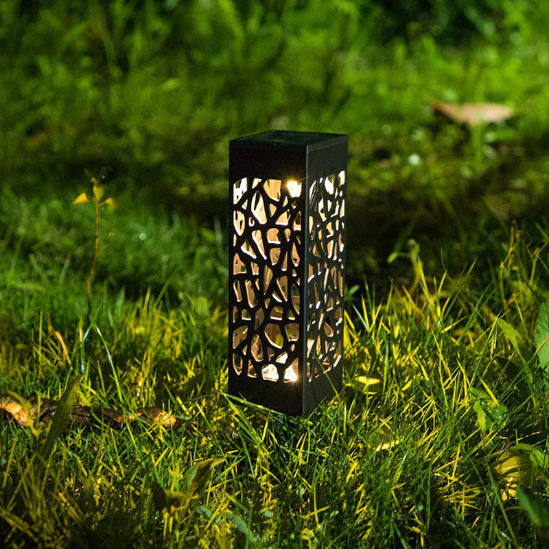 Traditional European Waterproof Solar Iron Cuboid LED Outdoor Light For Garden