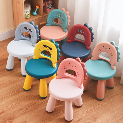 Contemporary Creative Childlike Dinosaur Plastic Round Footstool Backrest For Living Room