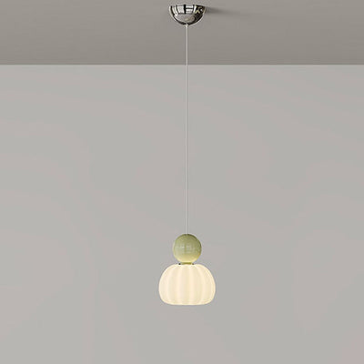 Contemporary Simplicity Pumpkin PE Shade Iron Ball LED Pendant Light For Bedroom