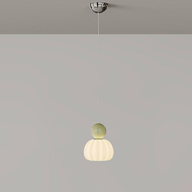 Contemporary Simplicity Pumpkin PE Shade Iron Ball LED Pendant Light For Bedroom