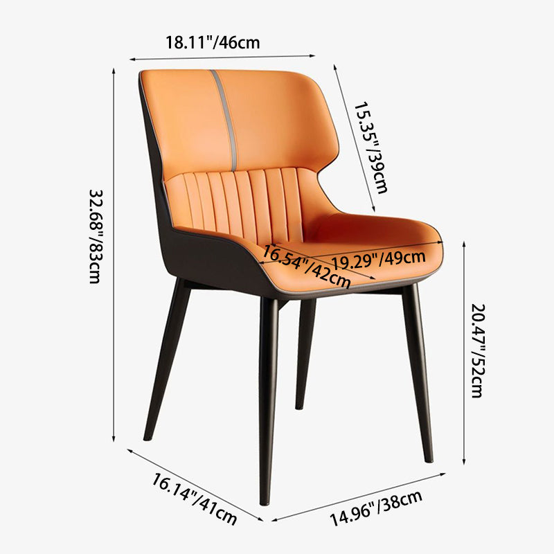 Modern Minimalist Steel Leather Dining Chair Backrest Armless For Dining Room