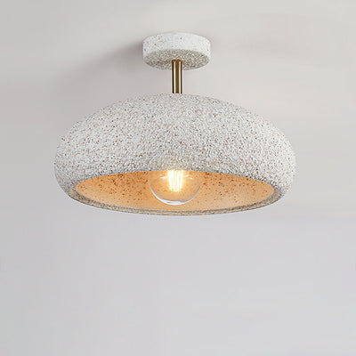 Modern Minimalist Oval Gypsum Iron 1-Light Semi-Flush Mount Ceiling Light