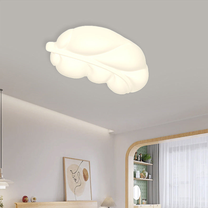 Contemporary Nordic PE Leaves Shade LED Flush Mount Ceiling Light For Bedroom