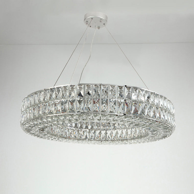 Modern Eclectic Ring Iron Crystal 9/12/16 Light Chandelier For Living Room