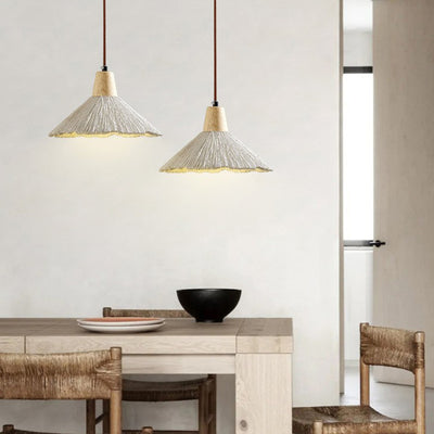 Contemporary Scandinavian Umbrella Bar Textured Cement 1-Light Pendant Light For Living Room