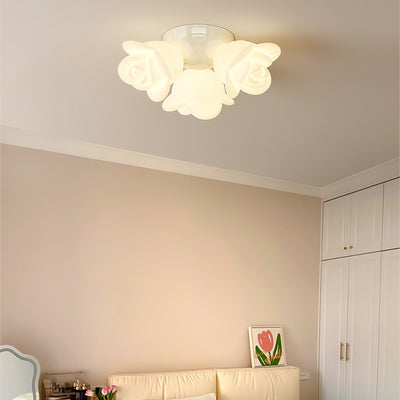 Contemporary Creative Rose Orb PE Iron LED Flush Mount Ceiling Light For Living Room