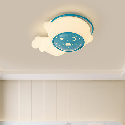 Contemporary Creative Cartoon Star Man Round Iron Plastic LED Flush Mount Ceiling Light For Bedroom