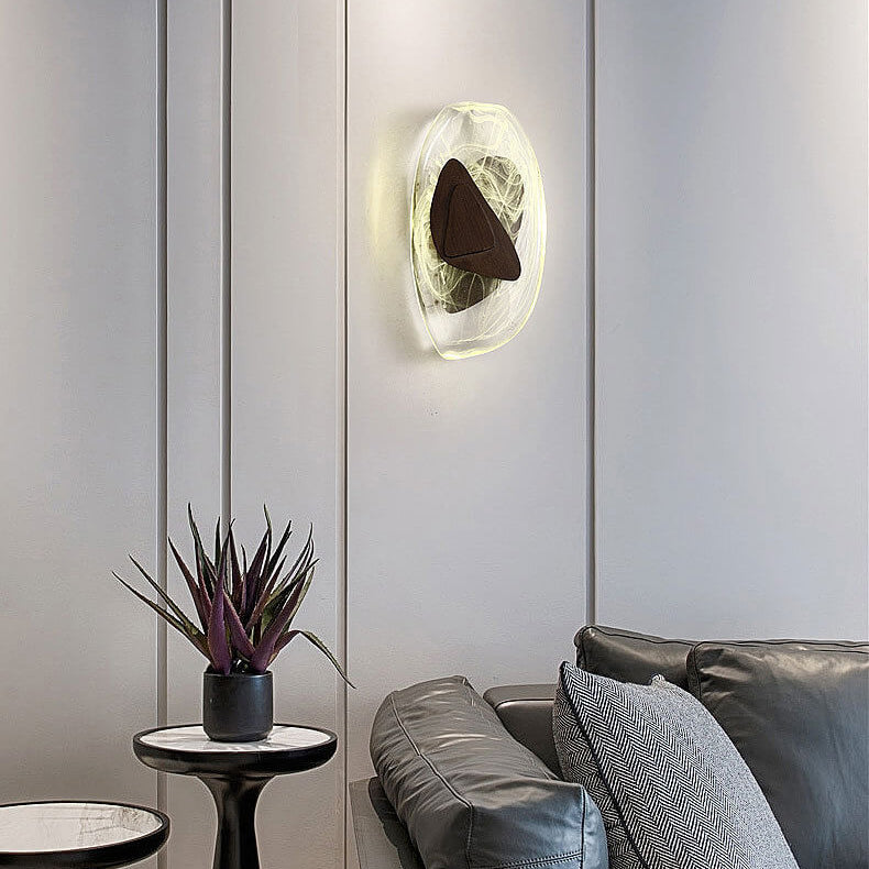 Modern Art Deco Irregular Oval Glass Hardware LED Wall Sconce Lamp For Living Room