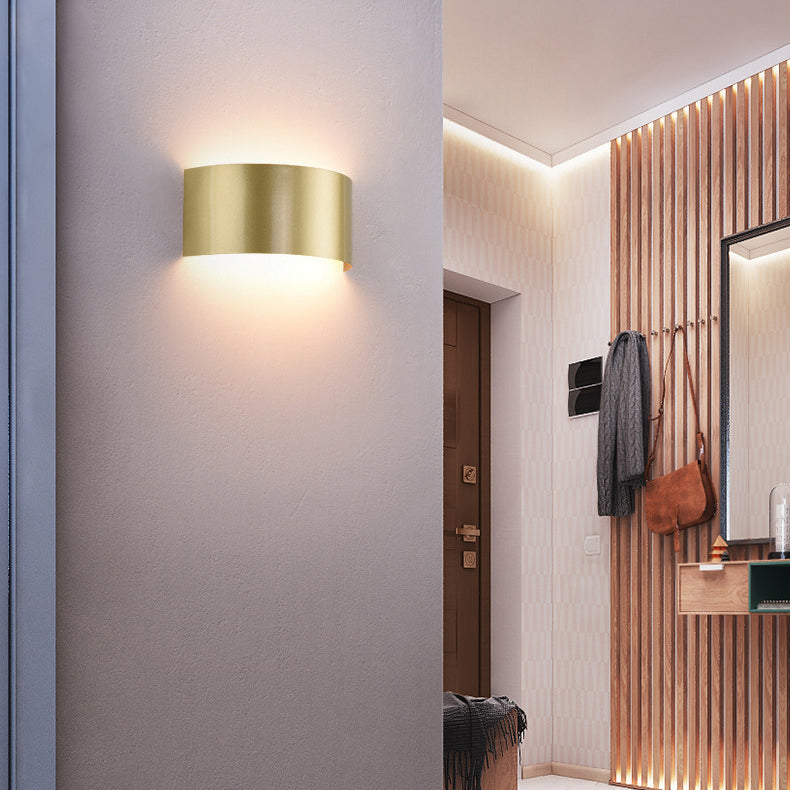 Modern Minimalist Half Round Iron LED Wall Sconce Lamp For Living Room