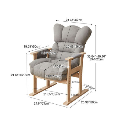 Moderner Einfachheit Samt Baumwolle Holz Verstellbarer Liegestuhl Rückenlehne Armlehne Für Wohnzimmer 