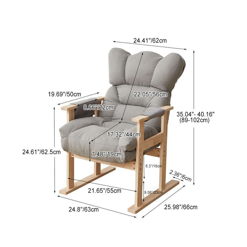 Moderner Einfachheit Samt Baumwolle Holz Verstellbarer Liegestuhl Rückenlehne Armlehne Für Wohnzimmer 
