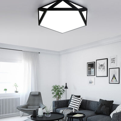 Modern Simplicity Openwork Diamond Acrylic Shade LED Flush Mount Ceiling Light For Living Room