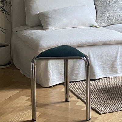 Modern Minimalist Triangle Fabric Stainless Steel Vanity Stool Backless Armless For Bedroom