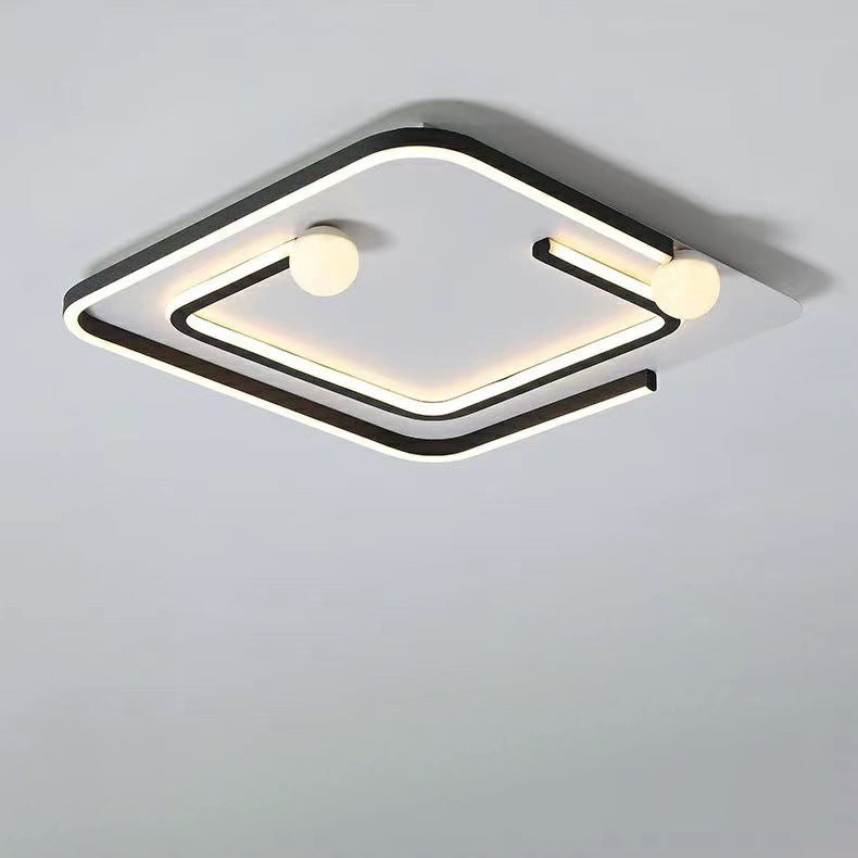 Modern Minimalist Iron Silica Rectangular Square Round LED Flush Mount Ceiling Light For Living Room