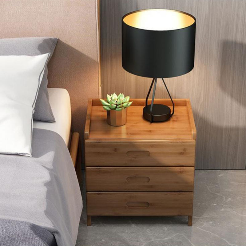 Modern Minimalist Rectangular Tabletop Solid Wood Nightstand 1/3-Drawer For Bedroom