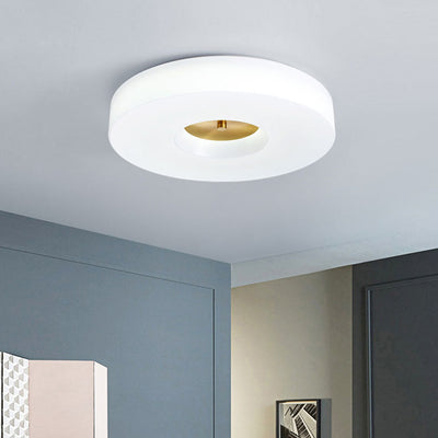 Modern Minimalist Copper Cylinder Acrylic LED Flush Mount Ceiling Light For Bedroom