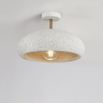 Modern Minimalist Oval Gypsum Iron 1-Light Semi-Flush Mount Ceiling Light