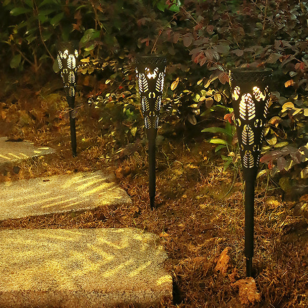 Modern Simplicity Solar Waterproof ABS Conic Hollowed Flower LED Landscape Lighting Outdoor Light For Garden