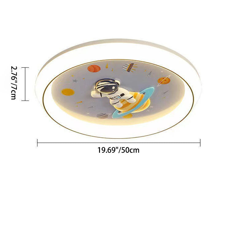 Modern Minimalist Kids Cartoon Round Acrylic Iron Resin LED Flush Mount Ceiling Light For Bedroom