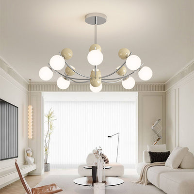 Contemporary Nordic Branch Orb Iron PE LED Chandelier For Living Room