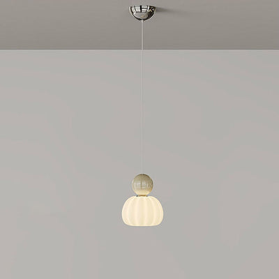 Contemporary Simplicity Pumpkin PE Shade Iron Ball LED Pendant Light For Bedroom