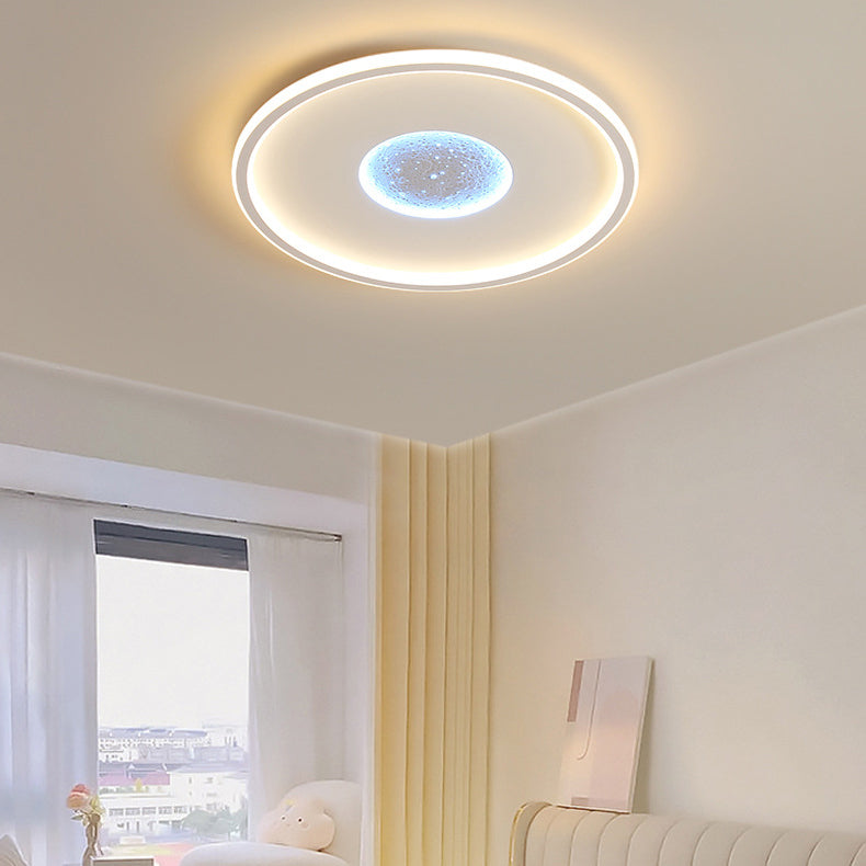 Modern Minimalist Lunar Surface Round Cloud Triangle Square Acrylic Iron LED Flush Mount Ceiling Light For Bedroom