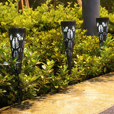 Modern Simplicity Solar Waterproof ABS Conic Hollowed Flower LED Landscape Lighting Outdoor Light For Garden