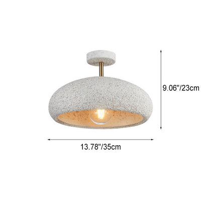 Modern Minimalist Oval Gypsum Iron 1-Light Semi-Flush Mount Ceiling Light