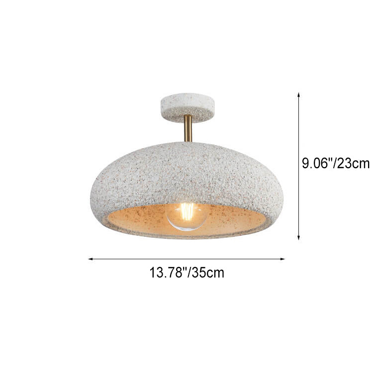 Modern Minimalist Oval Gypsum Iron 1-Light Semi-Flush Mount Ceiling Light