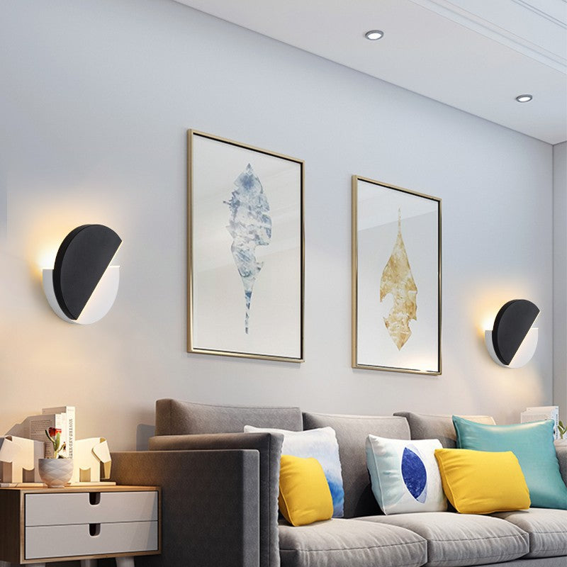 Modern Minimalist Rotatable Round Iron Acrylic LED Wall Sconce Lamp For Living Room