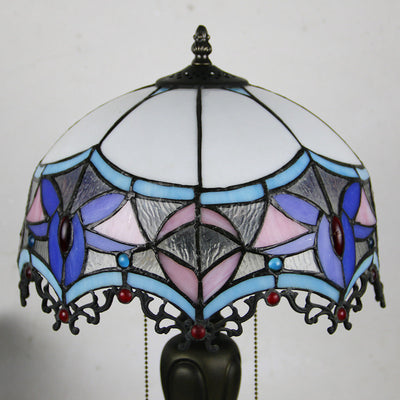 Traditional Tiffany Petal Glass Resin 1-Light Table Lamp For Living Room