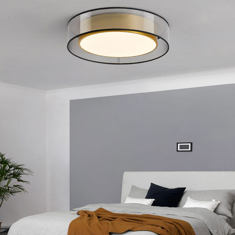 Contemporary Nordic Iron Brass Acrylic Round LED Flush Mount Ceiling Light For Living Room