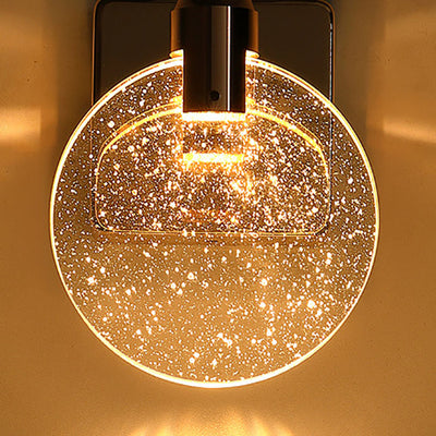 Modern Minimalist Round Square Base Aluminum Crystal LED Wall Sconce Lamp For Bedroom