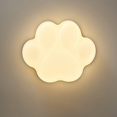 Modern Minimalist Cat's Paw Shaped Rubberwood Acrylic LED Flush Mount Ceiling Light For Bedroom