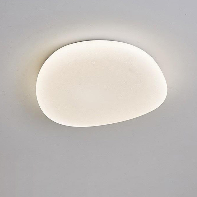 Modern Minimalist Pebble Shape Acrylic Hardware LED Flush Mount Ceiling Light For Bedroom