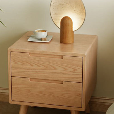 Modern Simplicity Square Rubber Wood Nightstand 1/2 Drawer For Bedside