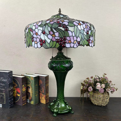 Traditional Tiffany Dome Resin Glass 3-Light Table Lamp For Living Room