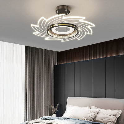 Contemporary Luxury Crystal Acrylic Whirlwind Shade LED Pendant Light For Bedroom